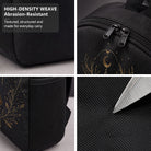 Black Backpack with Golden Deer Moon Design, High-Density Weave Material, Campus & Commute Ready