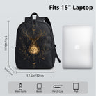 Black Backpack with Golden Deer Moon Design, High-Density Weave Material, Campus & Commute Ready