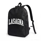 Black Lasagna Text Backpack with High-Density Weave, Campus & Commute Ready