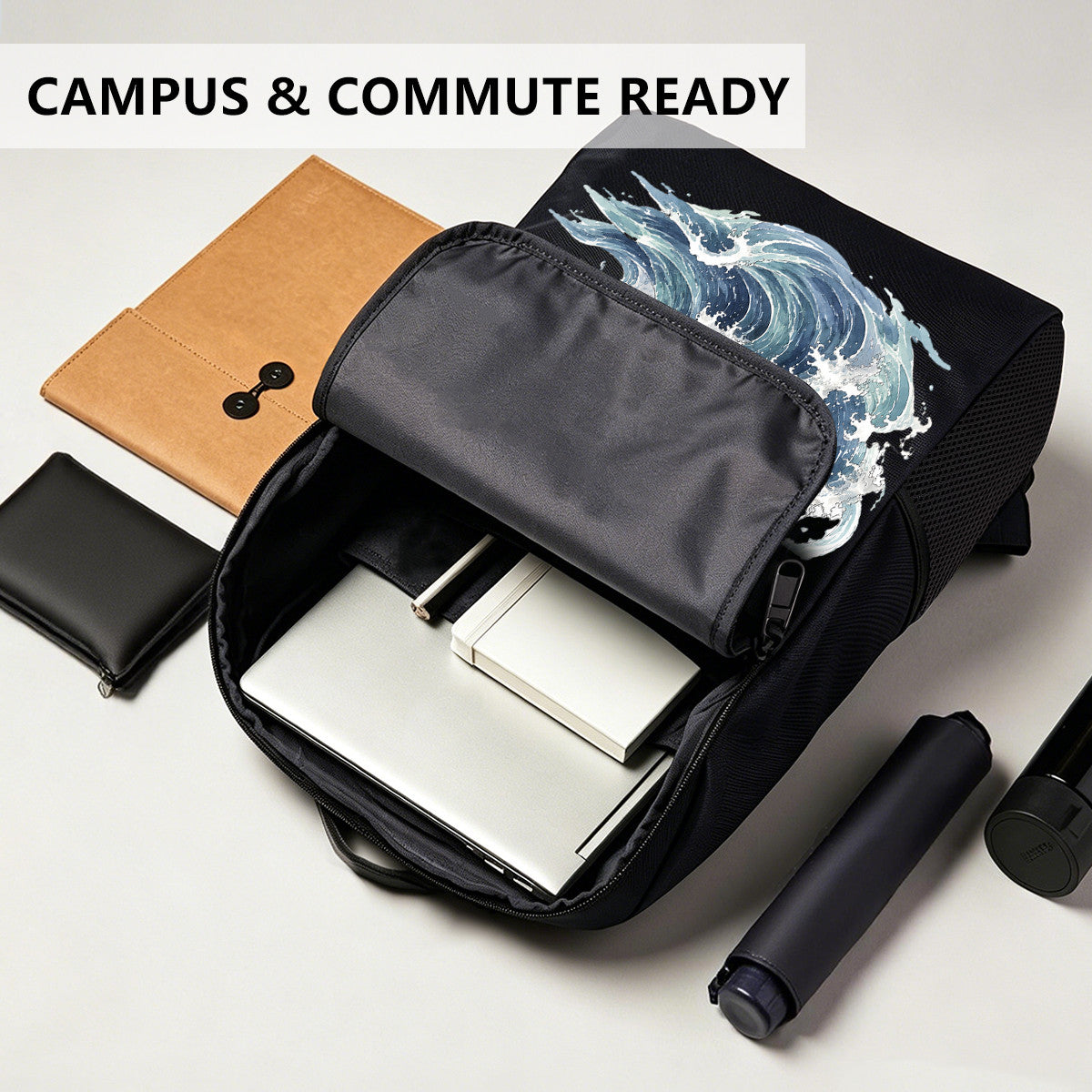 Whale Wave Backpack for Campus & Commute - Durable High-Density Weave, Perfect for Everyday Use