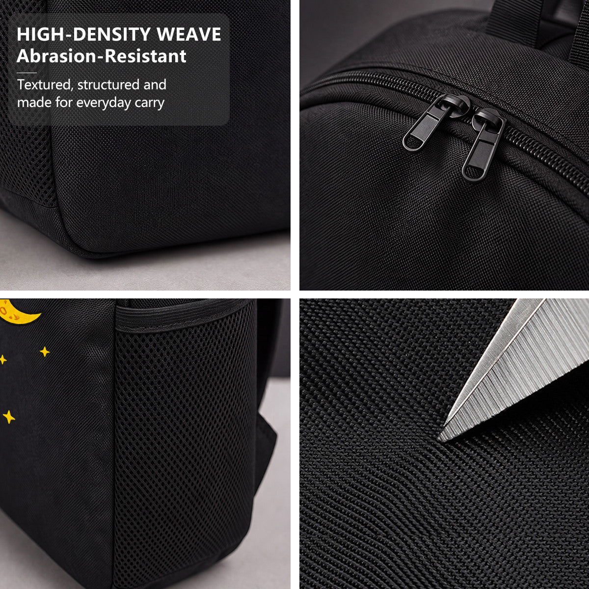 Space Cat Backpack with High-Density Weave - Durable Campus & Commute Bag