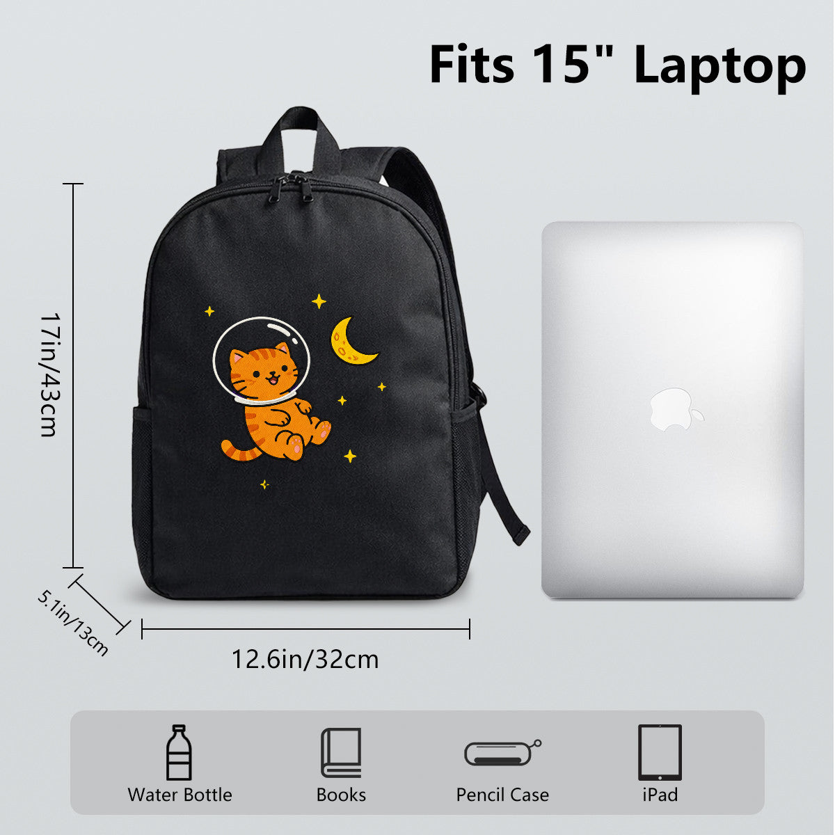 Space Cat Backpack with High-Density Weave - Durable Campus & Commute Bag
