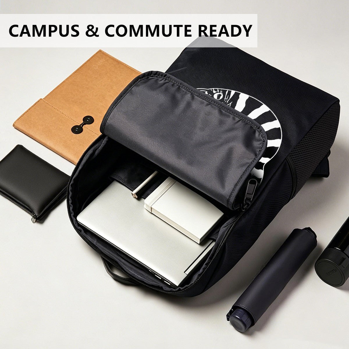 Black Cat Pattern Backpack, Gothic Style, High-Density Weave Material, Perfect for Campus & Commute in New York