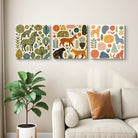 3 Piece Folk Art Woodland Animal Canvas Wall Art Set Gallery Wrapped Tribal Animal Prints UV Printed Framed Art for Nursery & Living Room