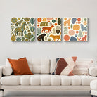 3 Piece Folk Art Woodland Animal Canvas Wall Art Set Gallery Wrapped Tribal Animal Prints UV Printed Framed Art for Nursery & Living Room