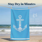 Beach Towel White Line Art Marine Quick Dry Microfiber Summer Vacation Gift