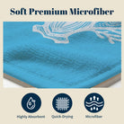 Beach Towel White Line Art Marine Quick Dry Microfiber Summer Vacation Gift