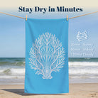 Beach Towel White Line Art Marine Quick Dry Microfiber Summer Vacation Gift