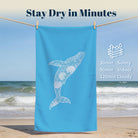 Beach Towel White Line Art Marine Quick Dry Microfiber Summer Vacation Gift
