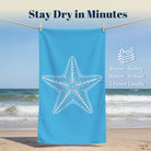 Beach Towel White Line Art Marine Quick Dry Microfiber Summer Vacation Gift