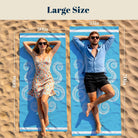 Beach Towel White Line Art Marine Quick Dry Microfiber Summer Vacation Gift