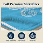 Beach Towel White Line Art Marine Quick Dry Microfiber Summer Vacation Gift