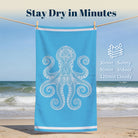 Beach Towel White Line Art Marine Quick Dry Microfiber Summer Vacation Gift