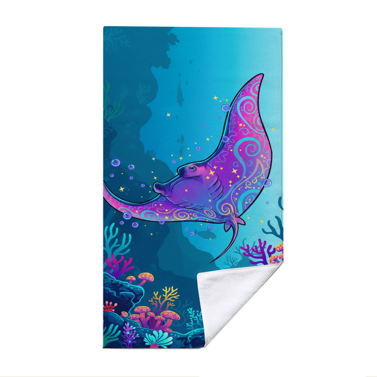 Vibrant Cartoon Sea Life Beach Towel Quick Dry Microfiber Summer Vacation Gift