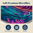 Vibrant Cartoon Sea Life Beach Towel Quick Dry Microfiber Summer Vacation Gift