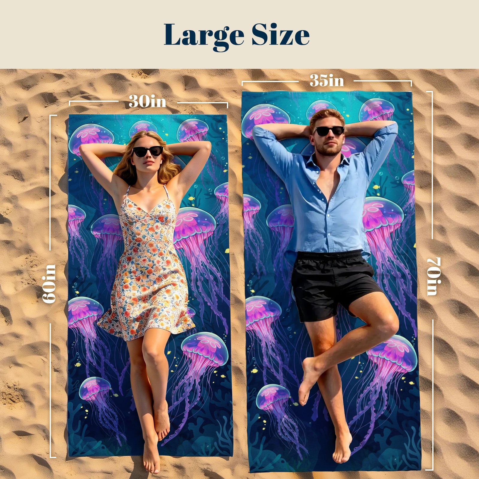Vibrant Cartoon Sea Life Beach Towel Quick Dry Microfiber Summer Vacation Gift