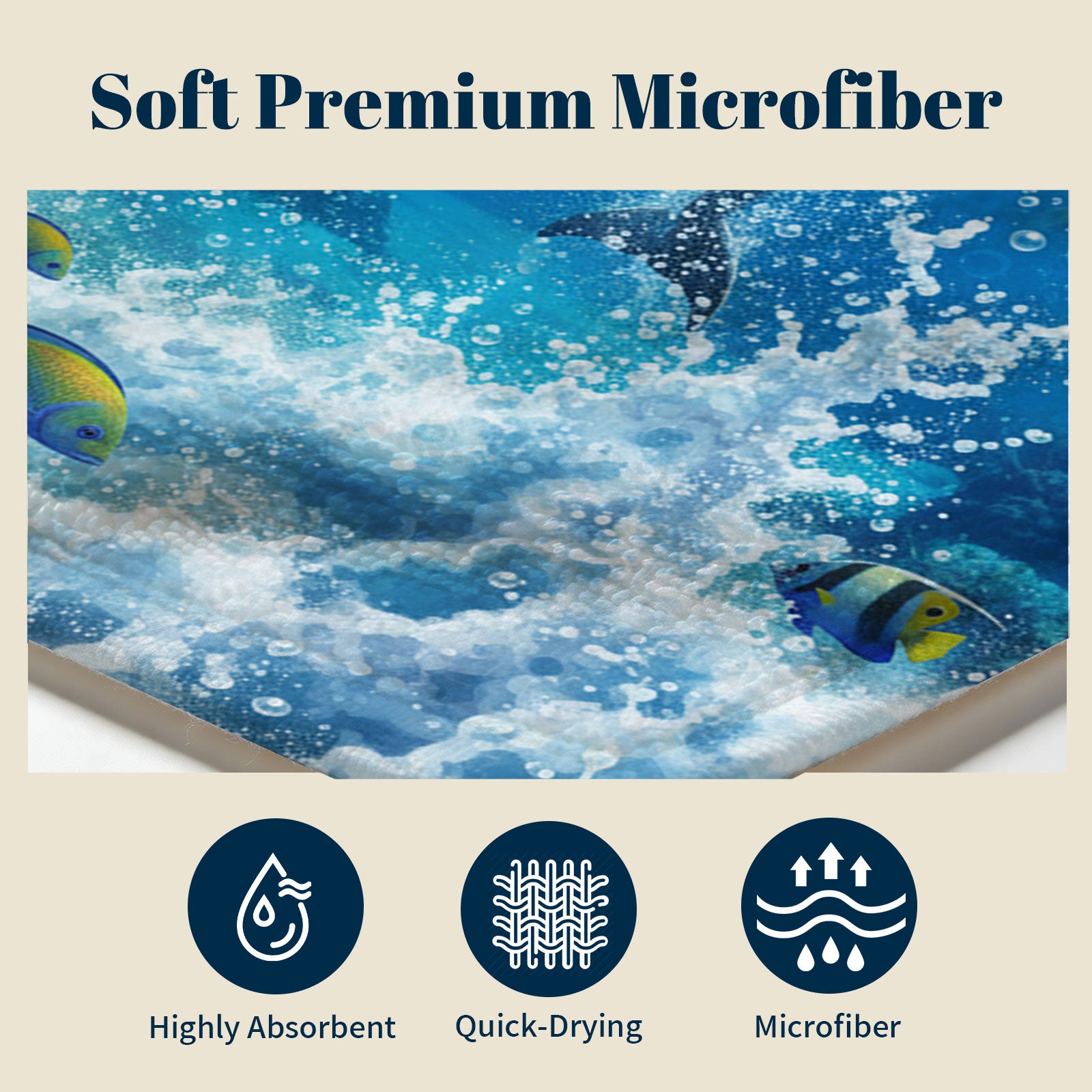 Realistic Ocean Beach Towel Deep Sea Life Quick Dry Microfiber Summer Gift