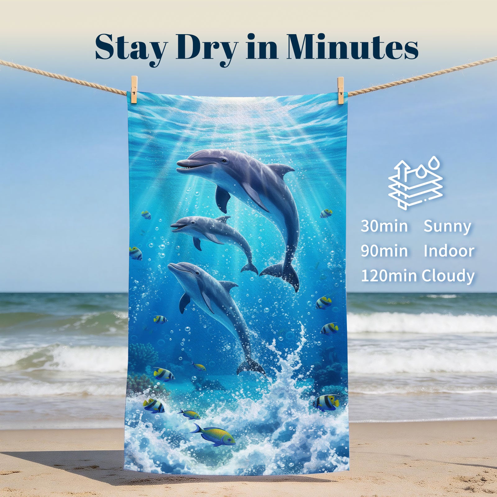 Realistic Ocean Beach Towel Deep Sea Life Quick Dry Microfiber Summer Gift