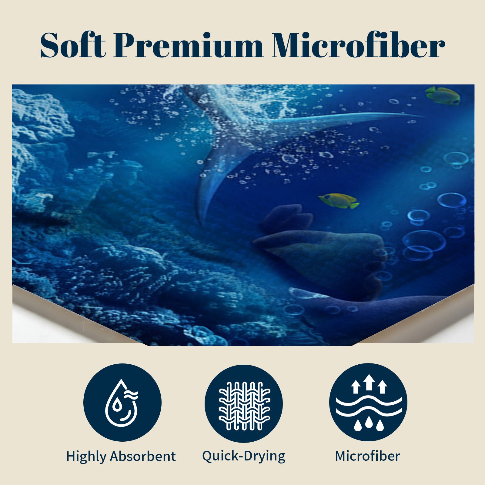 Realistic Ocean Beach Towel Deep Sea Life Quick Dry Microfiber Summer Gift