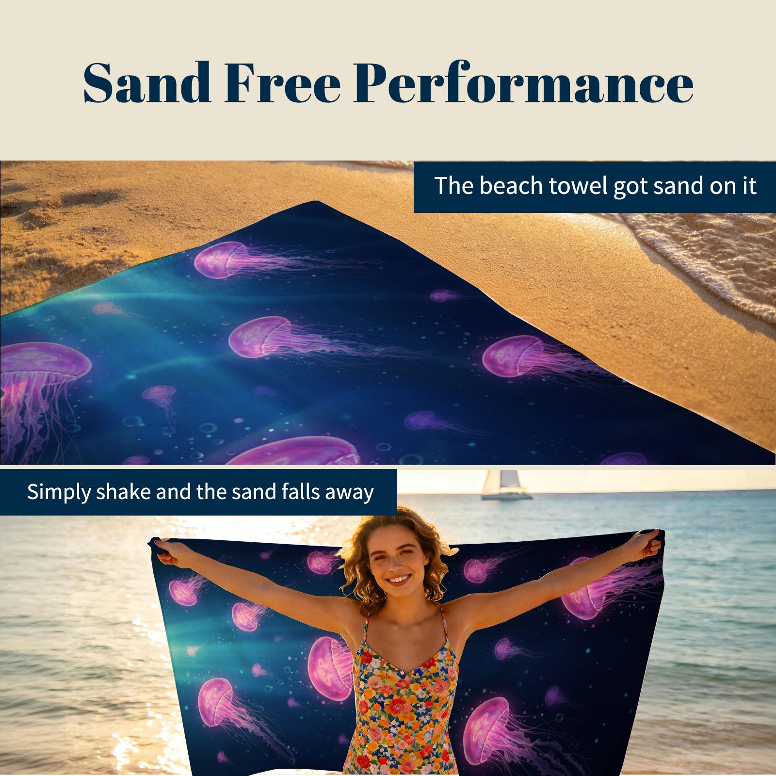Realistic Ocean Beach Towel Deep Sea Life Quick Dry Microfiber Summer Gift