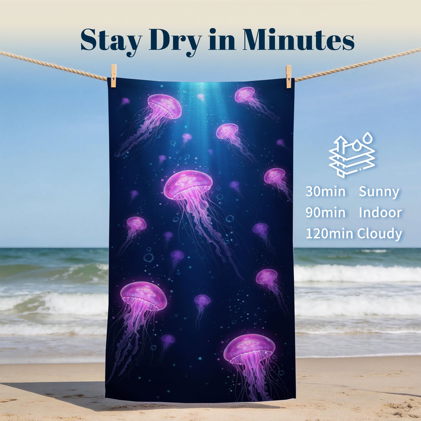 Realistic Ocean Beach Towel Deep Sea Life Quick Dry Microfiber Summer Gift