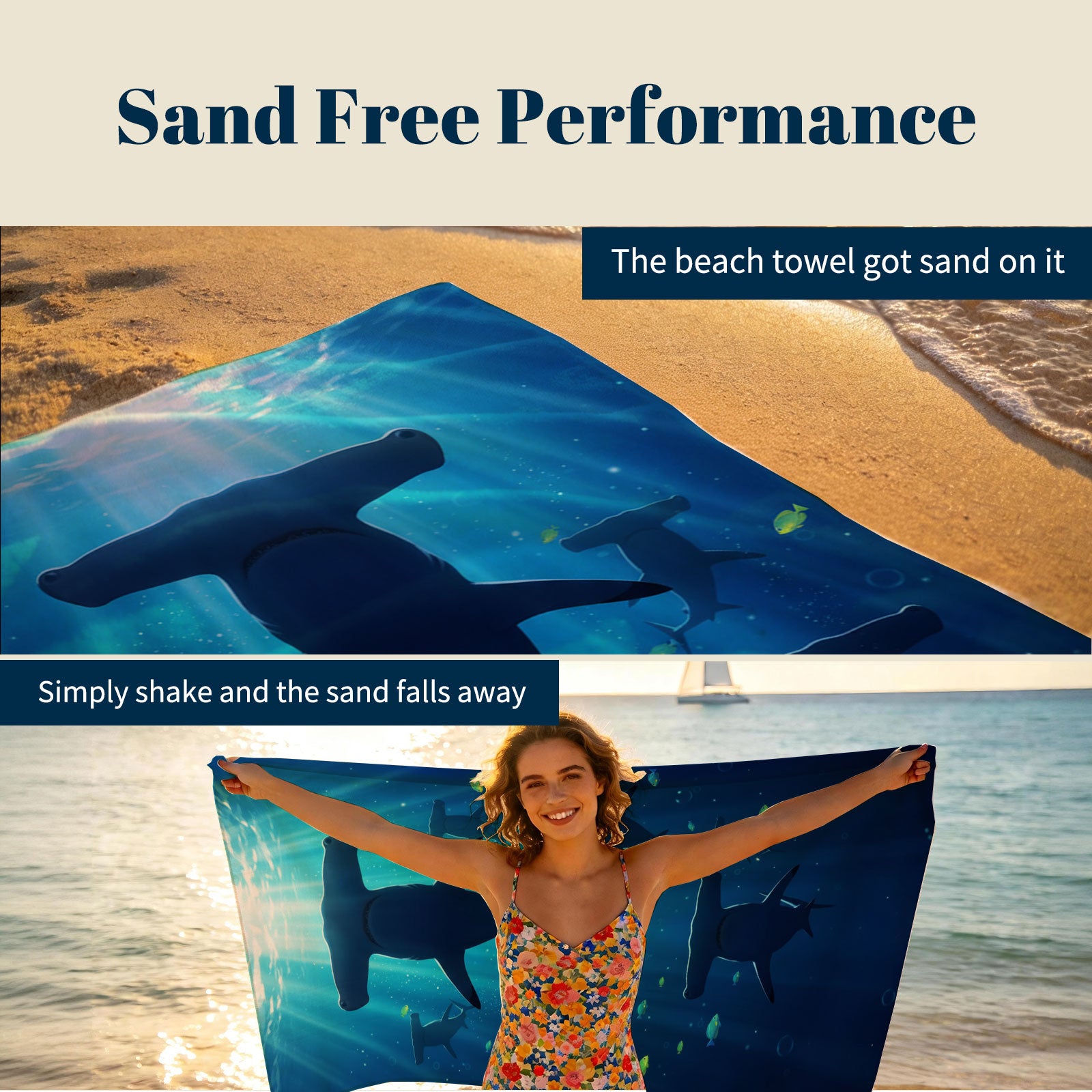 Realistic Ocean Beach Towel Deep Sea Life Quick Dry Microfiber Summer Gift
