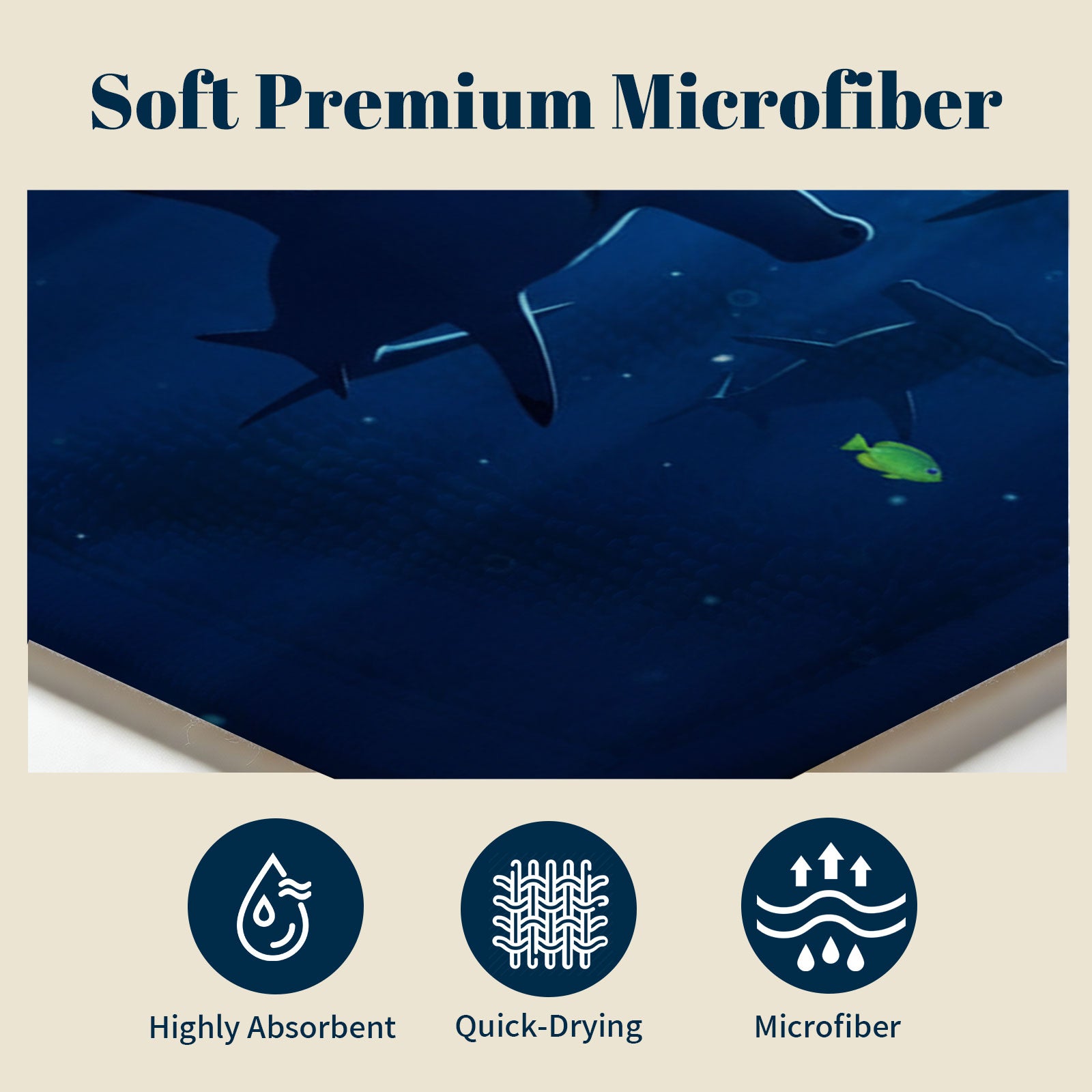 Realistic Ocean Beach Towel Deep Sea Life Quick Dry Microfiber Summer Gift