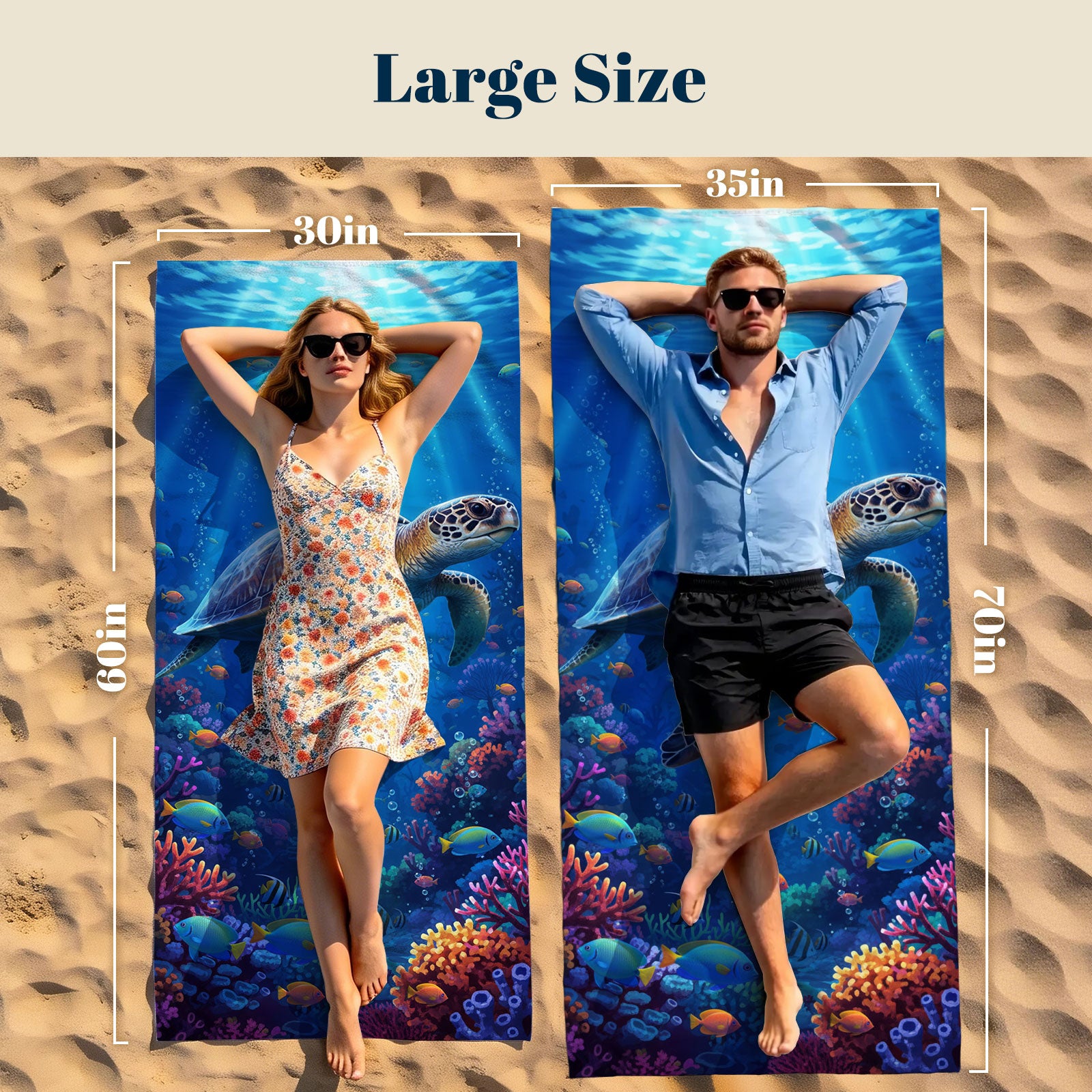 Realistic Ocean Beach Towel Deep Sea Life Quick Dry Microfiber Summer Gift
