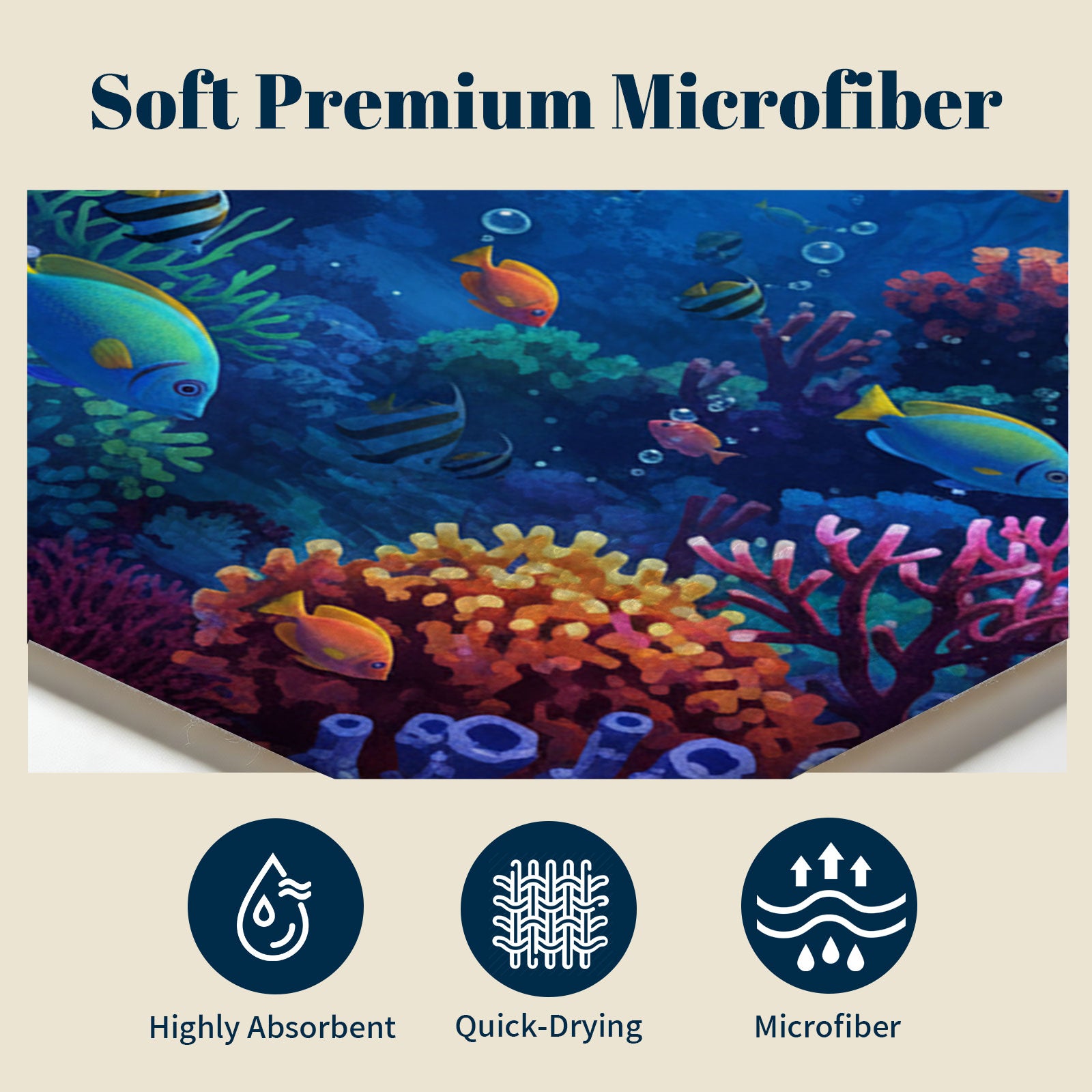 Realistic Ocean Beach Towel Deep Sea Life Quick Dry Microfiber Summer Gift