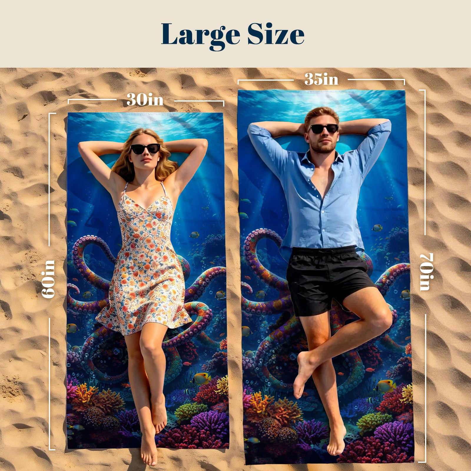 Realistic Ocean Beach Towel Deep Sea Life Quick Dry Microfiber Summer Gift