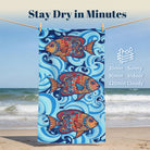 Boho Swirl Ocean Life Beach Towel Quick Dry Microfiber Summer Vacation Gift