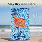 Boho Swirl Ocean Life Beach Towel Quick Dry Microfiber Summer Vacation Gift