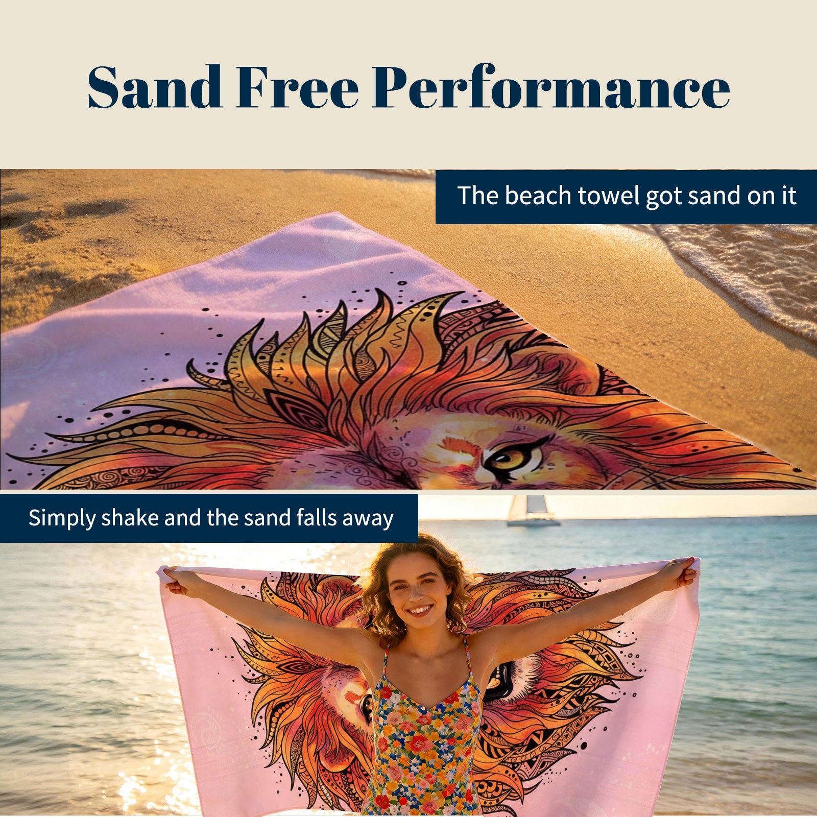 Mandala Animal Beach Towel Boho Watercolor Quick Dry Summer Vacation Gift