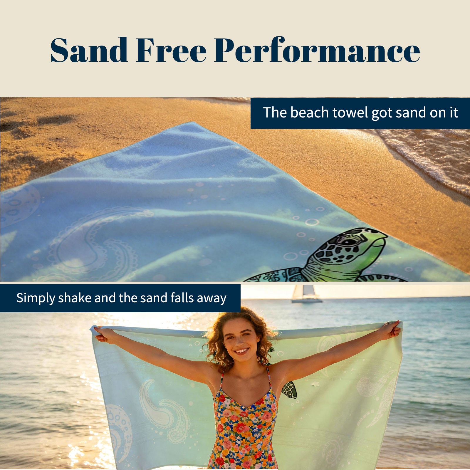 Mandala Animal Beach Towel Boho Watercolor Quick Dry Summer Vacation Gift