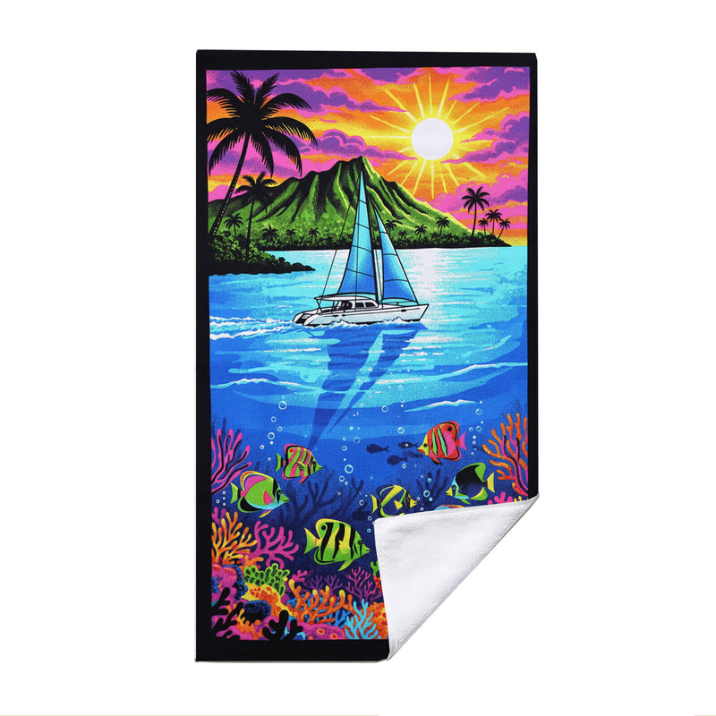 Tropical Pop Art Scenery Beach Towel Quick Dry Microfiber Summer Vacation Gift