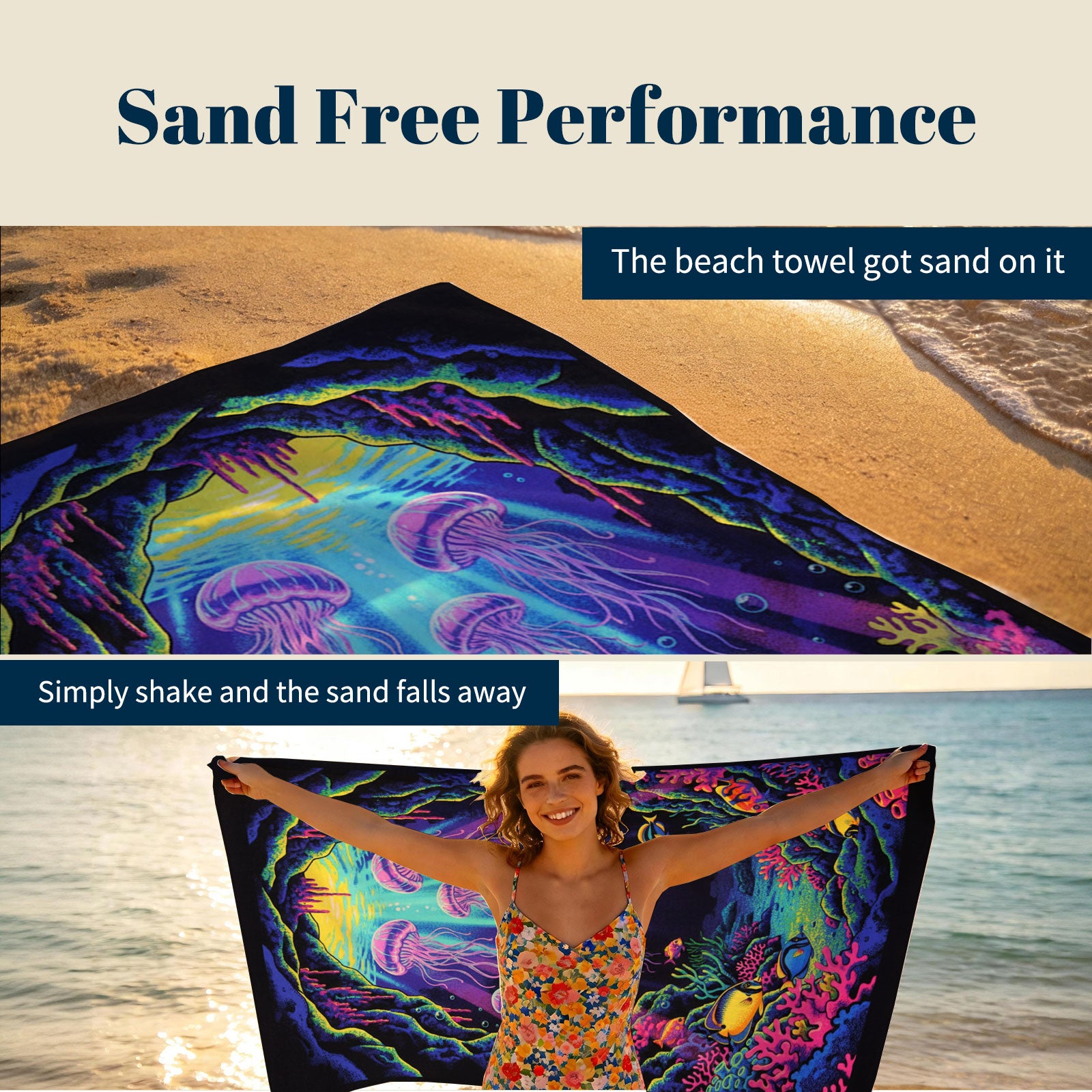 Tropical Pop Art Scenery Beach Towel Quick Dry Microfiber Summer Vacation Gift