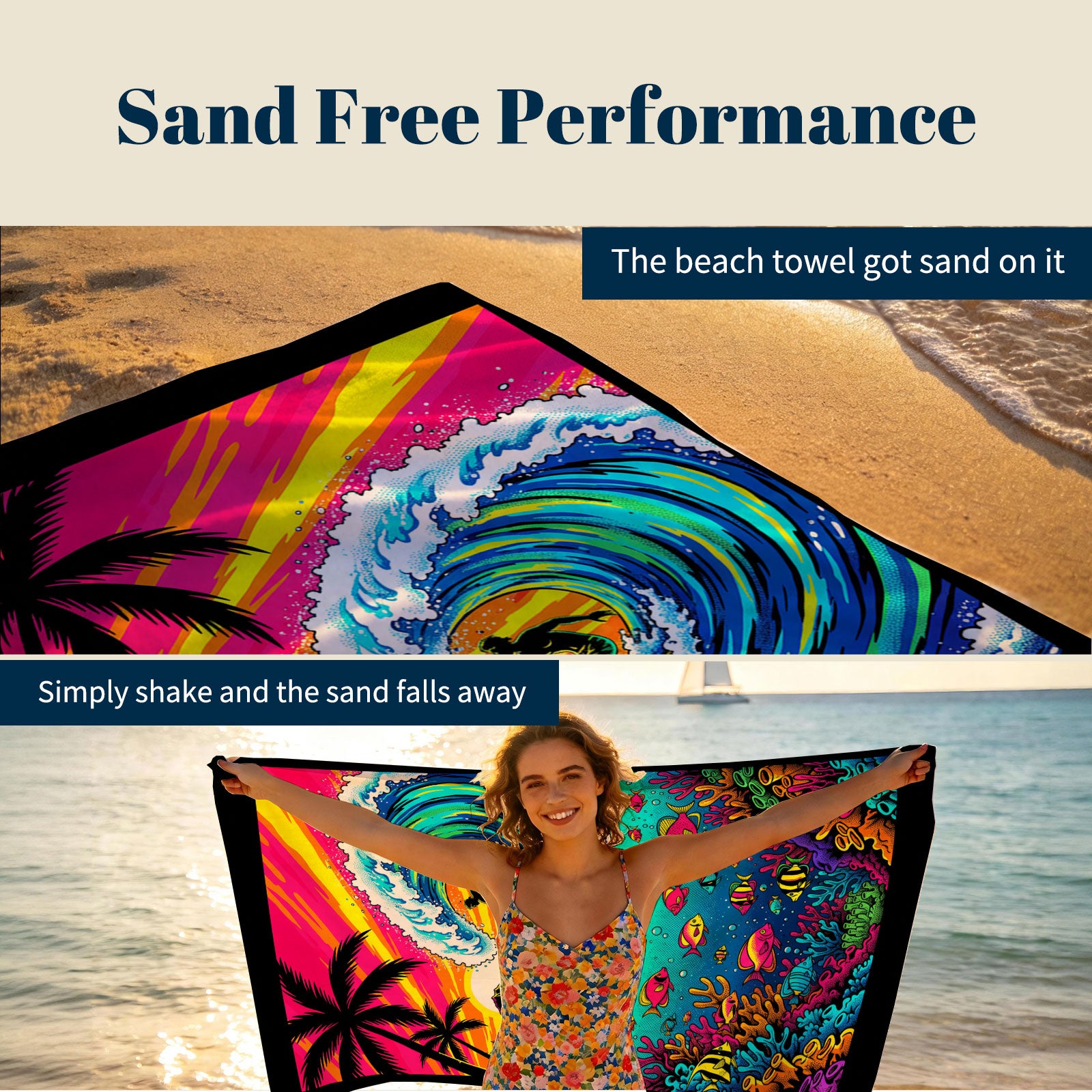 Tropical Pop Art Scenery Beach Towel Quick Dry Microfiber Summer Vacation Gift