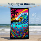 Tropical Pop Art Scenery Beach Towel Quick Dry Microfiber Summer Vacation Gift