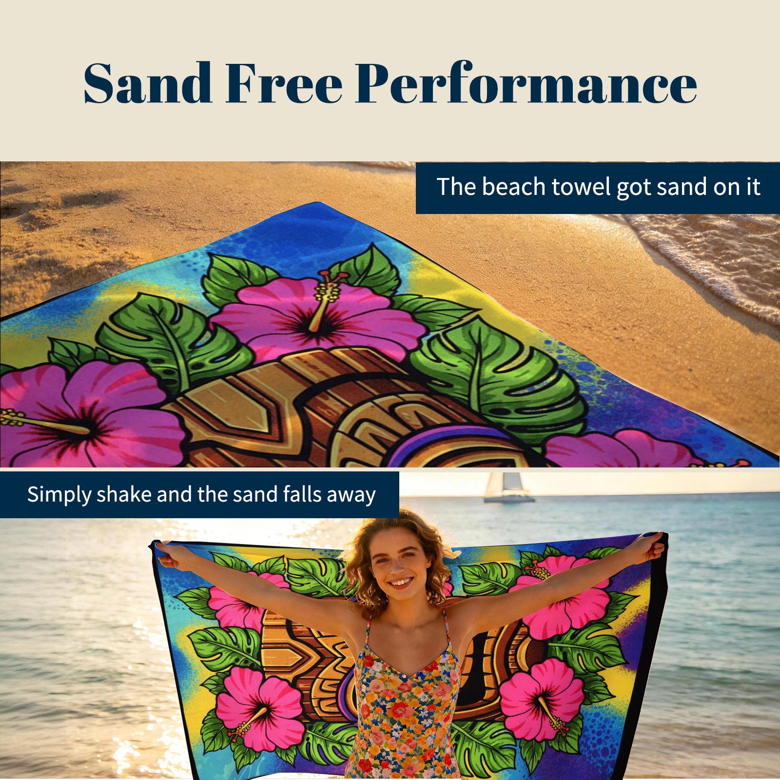 Tropical Pop Art Scenery Beach Towel Quick Dry Microfiber Summer Vacation Gift