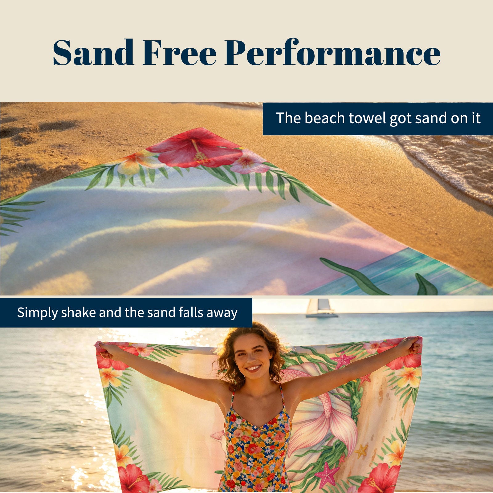 Cute Watercolor Beach Towel Tropical Fairy Tale Quick Dry Summer Gift