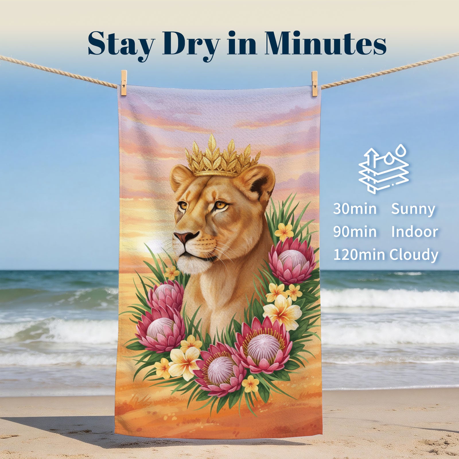 Cute Watercolor Beach Towel Tropical Fairy Tale Quick Dry Summer Gift