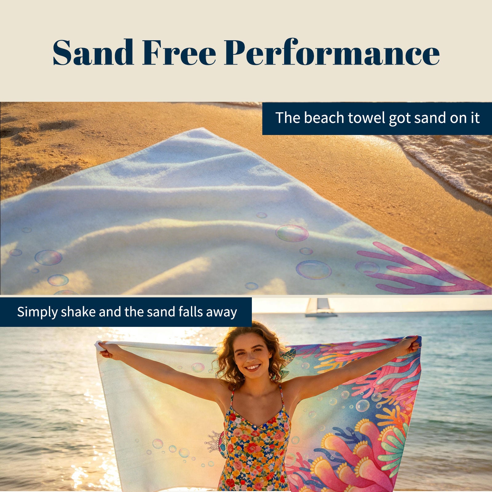 Cute Watercolor Beach Towel Tropical Fairy Tale Quick Dry Summer Gift