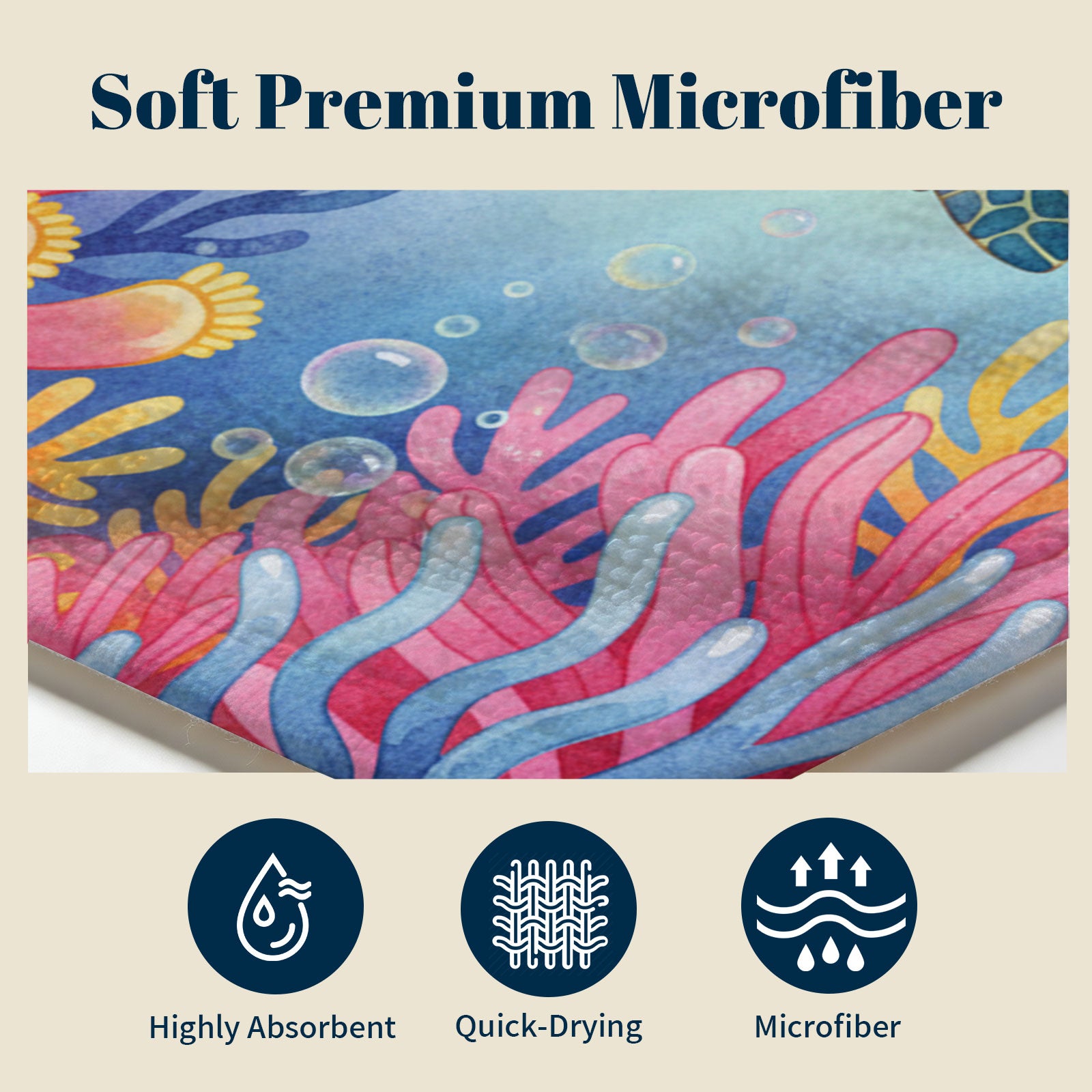 Cute Watercolor Beach Towel Tropical Fairy Tale Quick Dry Summer Gift