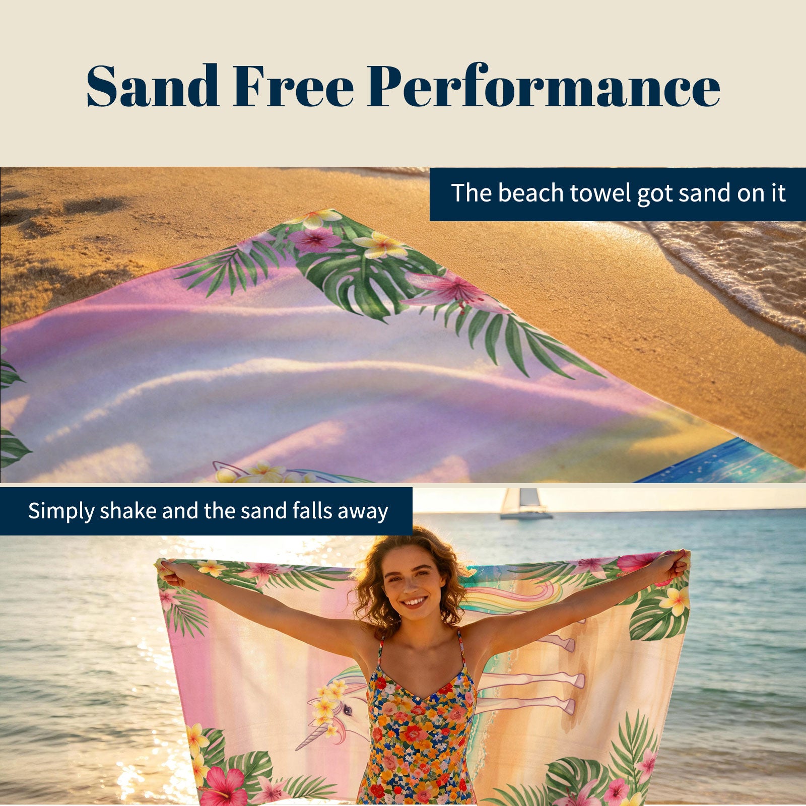 Cute Watercolor Beach Towel Tropical Fairy Tale Quick Dry Summer Gift