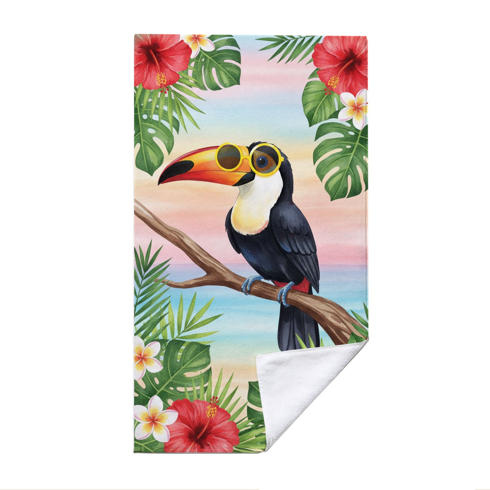 Cute Watercolor Beach Towel Tropical Fairy Tale Quick Dry Summer Gift