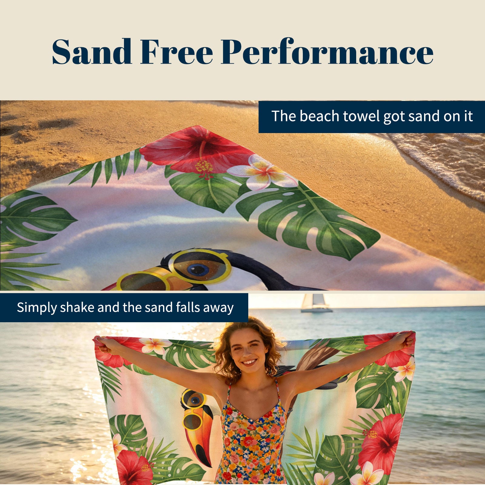 Cute Watercolor Beach Towel Tropical Fairy Tale Quick Dry Summer Gift