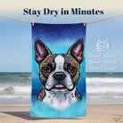 Colorful Pop Art Dog Beach Towel Quick Dry Microfiber Summer Pet Lover Gift