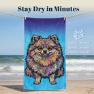 Colorful Pop Art Dog Beach Towel Quick Dry Microfiber Summer Pet Lover Gift