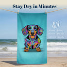 Colorful Pop Art Dog Beach Towel Quick Dry Microfiber Summer Pet Lover Gift