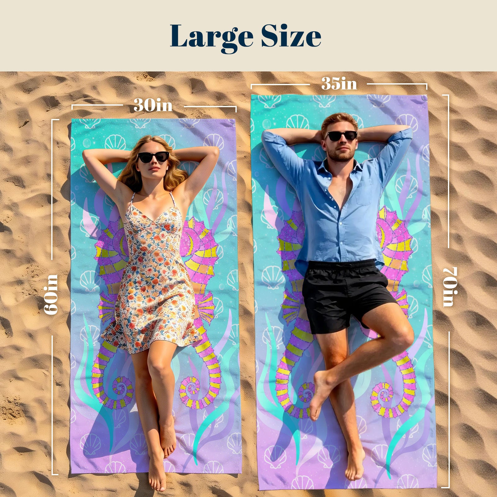 Glitter Mermaid Ocean Beach Towel Quick Dry Microfiber Summer Vacation Gift